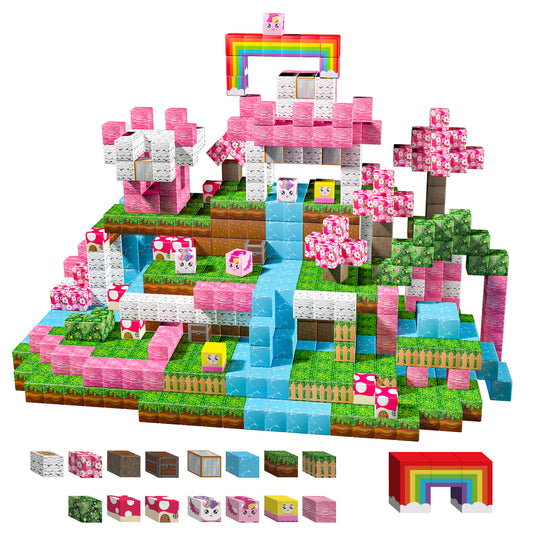 Magnetic Building Blocks Set - Cherry Blossom Forest Theme