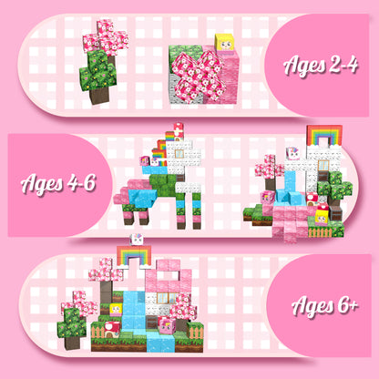 Magnetic Building Blocks Set - Cherry Blossom Forest Theme