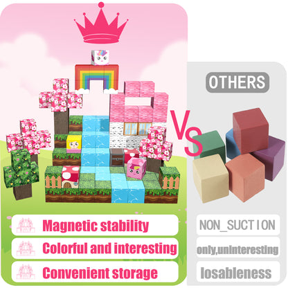Magnetic Building Blocks Set - Cherry Blossom Forest Theme
