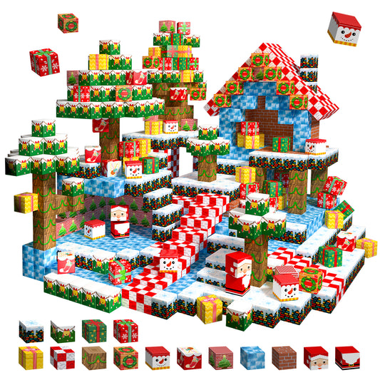 Magnetic Building Blocks Set - Christmas Snow & Ice Theme Building Blocks
