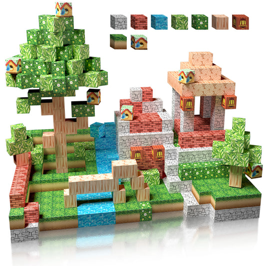 Magnetic Building Blocks Set - Forest Birdhouse Theme, Educational STEM Toys for Kids