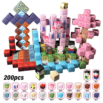 Magnetic Building Blocks Set - Forest & Volcano Adventure Theme, Educational STEM Toys for Kids