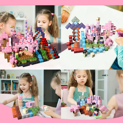 Magnetic Building Blocks Set - Forest & Volcano Adventure Theme, Educational STEM Toys for Kids