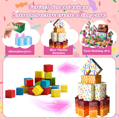 Magnetic Building Blocks Set - Sweet Watermelon Candy Theme, Educational STEM Toys for Kids