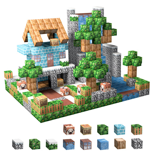 Magnetic Building Blocks Set - Tiger in The Jungle Theme, Educational STEM Toys for Kids
