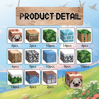 Magnetic Building Blocks Set - Tiger in The Jungle Theme, Educational STEM Toys for Kids