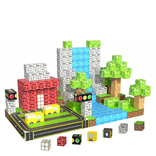 Magnetic Building Blocks Set - Traffic Light & Roadway Building Blocks
