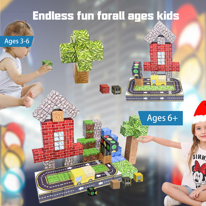 Magnetic Building Blocks Set - Traffic Light & Roadway Building Blocks