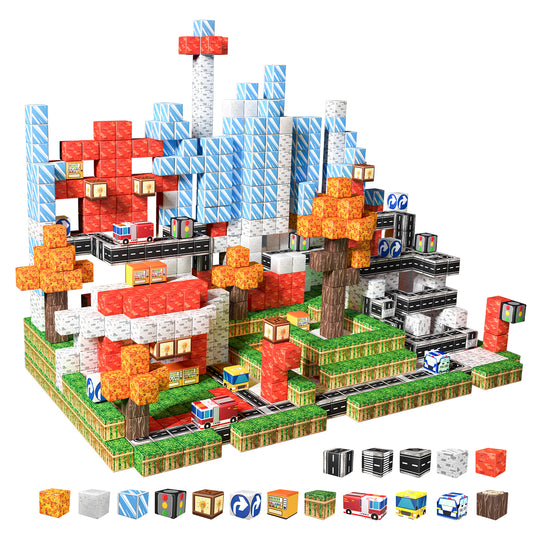 Magnetic Building Blocks Set - Urban Transportation Adventure