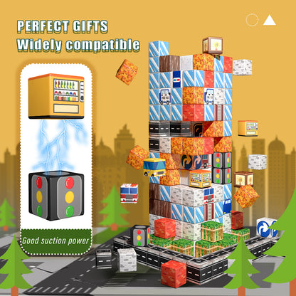 Magnetic Building Blocks Set - Urban Transportation Adventure